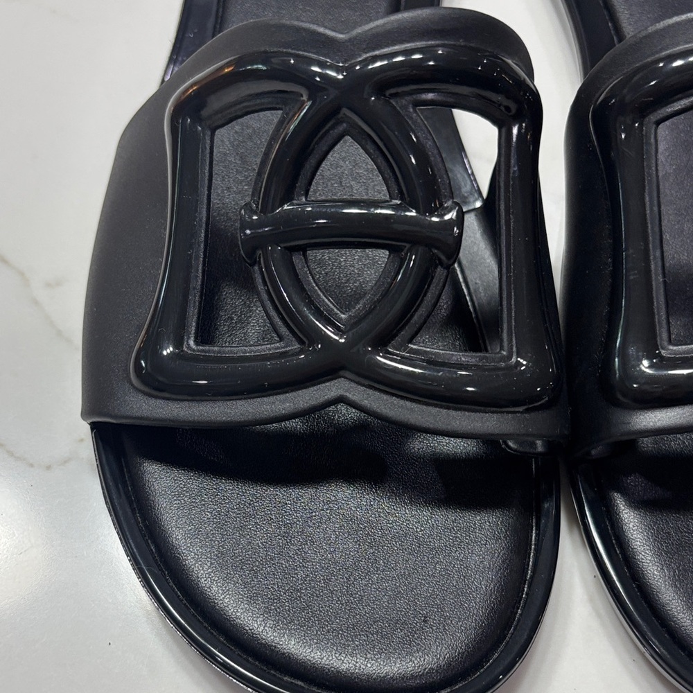 Shade & Shore Black Slide Sandals with Decorative Cutout - Picture 4 of 8